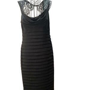 Scarlett Nite Black Bandage Party Dress Size 10 Lace Shoulder Bodycon Goth